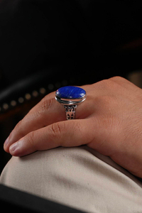Lapis Lazuli Taşlı 925 Ayar Gümüş Yüzük