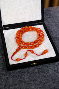 Master İbrahim Altın Üst Düzey Koleksiyonluk Eski Osmanlı Sıkma Kehribar Tesbih (Antique Faturan Amber Beads فاتوران عنبر خرز عتيق)