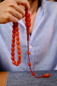 Master İbrahim Altın Üst Düzey Koleksiyonluk Eski Osmanlı Sıkma Kehribar Tesbih (Antique Faturan Amber Beads فاتوران عنبر خرز عتيق)