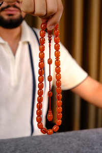 Master İbrahim Altın Üst Düzey Koleksiyonluk Eski Osmanlı Sıkma Kehribar Tesbih (Antique Faturan Amber Beads فاتوران عنبر خرز عتيق)