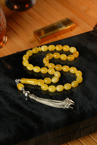 Orjina Damla Kehribar Özel Ağır Gümüş Tasarım Tesbih  (Amber), (مسبحة قطرة كهريبار)