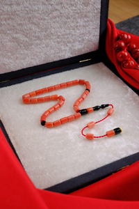 Orjinal Açık Renkli Cezayir Mercanı Sistemli Tasarım Tesbih (Algerian Coral),(مرجان جزائري)