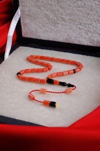 Orjinal Açık Renkli Cezayir Mercanı Sistemli Tasarım Tesbih (Algerian Coral),(مرجان جزائري)