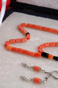 Orjinal Cezayir Açık Renkli Mercanı Gümüş Tasarım Tesbih (Algerian Coral),(مرجان جزائري)