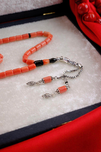 Orjinal Cezayir Açık Renkli Mercanı Gümüş Tasarım Tesbih (Algerian Coral),(مرجان جزائري)
