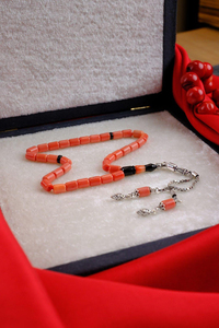 Orjinal Cezayir Açık Renkli Mercanı Gümüş Tasarım Tesbih (Algerian Coral),(مرجان جزائري)