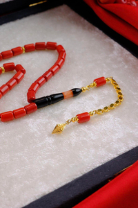 Orjinal Cezayir Mercanı Altın Tasarım Tesbih (Algerian Coral),(مرجان جزائري)
