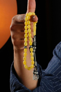 Orjinal Damla Kehribar Gümüş Kazaz Tasarım Tesbih (Amber), (مسبحة قطرة كهريبار)