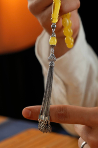 Orjinal Damla Kehribar Özel Gümüş Tasarım Tesbih (Amber), (مسبحة قطرة كهريبار)