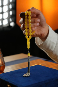 Orjinal Damla Kehribar Özel Gümüş Tasarım Tesbih (Amber), (مسبحة قطرة كهريبار)