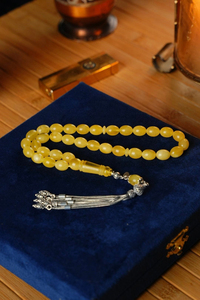 Orjinal Damla Kehribar Özel Gümüş Tasarım Tesbih (Amber), (مسبحة قطرة كهريبار)