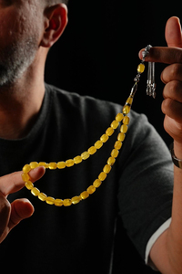Orjinal Damla Kehribar Özel Nakkaş İmame Gümüş Tasarım Tesbih (Amber), (مسبحة قطرة كهريبار)