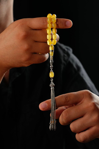 Orjinal Damla Kehribar Özel Nakkaş İmame Gümüş Tasarım Tesbih (Amber), (مسبحة قطرة كهريبار)
