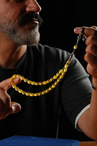 Orjinal Damla Kehribar Özel Nakkaş İmame Gümüş Tasarım Tesbih (Amber), (مسبحة قطرة كهريبار)
