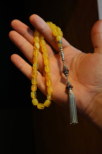 Orjinal Damla Kehribar Özel Oyma İmame Model Gümüş Tasarım Tesbih (Amber), (مسبحة قطرة كهريبار)