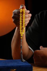Orjinal Damla Kehribar Özel Oyma İmame Model Gümüş Tasarım Tesbih (Amber), (مسبحة قطرة كهريبار)