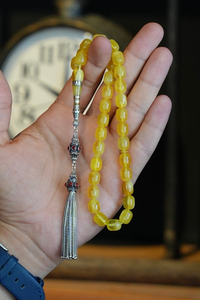 Orjinal Damla Kehribar Özel Oyma İmame Model Gümüş Tasarım Tesbih (Amber), (مسبحة قطرة كهريبار)