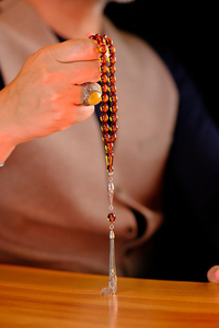 Premium Serisi Litvanya Damla Kehribar Gümüş Tasarım Tesbih(Amber), (مسبحة قطرة كهريبار)