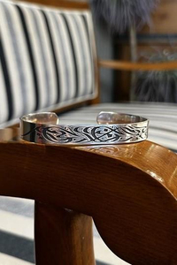 Tamamı El işçiliği Motif İşlemeli Gümüş Erkek Bileklik