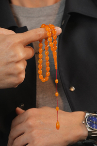 Veyis Uygur Usta İşçilik Koleksiyonluk  Osmanlı Sıkma Kehribar Sistemli Tasarım Tesbih (Antique Faturan Amber Beads فاتوران عنبر خرز عتيق)
