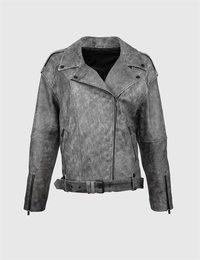 Caren серая женская кожаная косуха - İLVİ