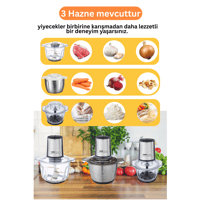 Instantchopper 1000 PRO – 2.3 L Cam ve Çelik Hazneli Et Kıyma & Sebze Rondo Doğrayıcı + Ekstra 1.2 L Hazne