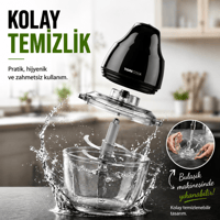 Instantchopper FIT  1L Cam Hazneli Et Kıyma & Sebze Rondo Doğrayıcı ÇİFT  ÇELİK BIÇAK 600W 