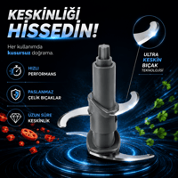 Instantchopper FIT  1L Cam Hazneli Et Kıyma & Sebze Rondo Doğrayıcı ÇİFT  ÇELİK BIÇAK 600W 