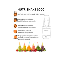 NUTRISHAKE 3 in 1 Paslanmaz Çelik Bıçaklı Kişisel Smoothie Blender ve Kahve Baharat Öğütücü 1000W GOLD