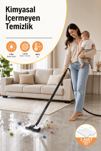 TIGRE Buharlı Temizleyici Çok Fonksiyonlu 25 Parça Buharlı Temizlik Makinesi - 2000W 5 Bar 