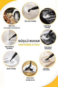 TIGRE Buharlı Temizleyici Çok Fonksiyonlu 25 Parça Buharlı Temizlik Makinesi - 2000W 5 Bar 
