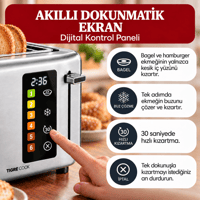TIGRECOOK 2 Dilim Kapasiteli Dokunmatik Ekmek Kızartma Makinesi – 2 Tost Aparatı ve Ekmek Isıtma Rafı Dahil