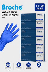 PUDRASIZ KOBALT NİTRİL ELDİVEN 6'LI PAKET