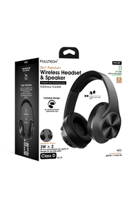 Fulltech FH-07 2'si 1 Arada Bluetooth 5.3 Kablosuz Kulaklık ve Hoparlör Siyah – 3W Çift Hoparlör, IPX4, Katlanabilir Tasarım