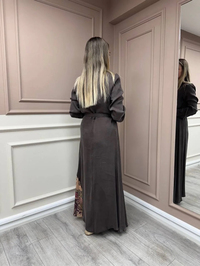 Almarwah Black 303836 Kahverengi Parça Desenli Elbise