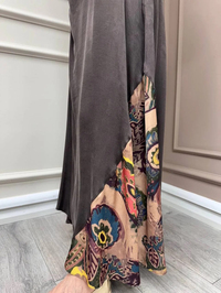Almarwah Black 303836 Kahverengi Parça Desenli Elbise