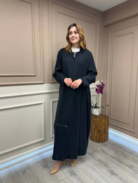Almarwah Black 50933 Siyah Fermuar Detaylı Kap (Büyük Beden)
