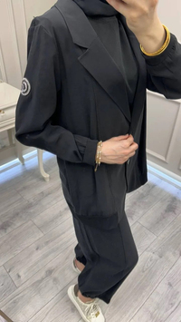 Ceremony 26Y938 Siyah Kolu Arma Detaylı Ceketli Modal Takım
