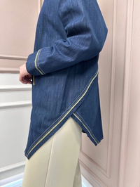 Ceremony 5103 Lacivert Biye Detaylı Denim Gömlek