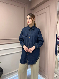 Ceremony 5103 Lacivert Biye Detaylı Denim Gömlek