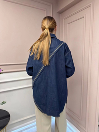Ceremony 5103 Lacivert Biye Detaylı Denim Gömlek