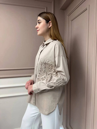 Ceremony 5173 Bej Aplike Detaylı Tunik