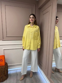 Ceremony 5173 Sarı Aplike Detaylı Tunik