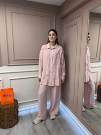 Ceremony 5181 Pembe İşleme Detaylı Pantolonlu Takım