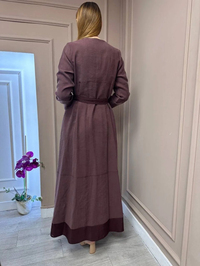 Ceremony 5741 Kızıl Kahve Önden Düğmeli Elbise