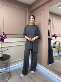 Ceremony 5940 Antrasit Omuzu Ve Pantolonu Fermuar Detaylı Bambu Takım