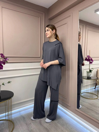Ceremony 5940 Antrasit Omuzu Ve Pantolonu Fermuar Detaylı Bambu Takım