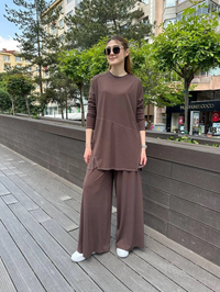 Ceremony 5991 Kahverengi Bambu Pantolonlu İkili Takım