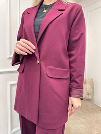 Ceremony 6846 Mürdüm Tek Düğmeli Blazer Çelik Ceket