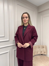 Ceremony 6846 Mürdüm Tek Düğmeli Blazer Çelik Ceket